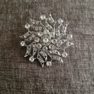 Elegant Silver Crystal Brooch